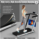 2-in-1 Electric Motorized Health and Fitness Folding Treadmill with Dual Display-Silver