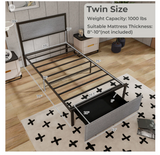 *Special* - Twin Size Bed Frame with LED Lights Drawer and Metal Slats