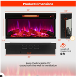 36 Inch 3-Sided 1500W Electric Fireplace with 7-Color Flame