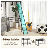 *SPECIAL* - Twin Metal Loft Bed Frame with Ladder and Metal Slats Support-Black