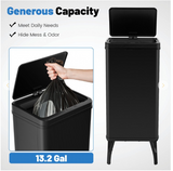 13.2 Gallon Stainless Steel Trash Can with Stay-on Lid and Soft Closure