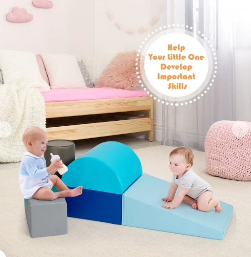 6 Pieces Foam Climbing Blocks Indoor Climb and Crawl Activity Playset with Rectangles-Multicolor