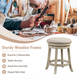 24 Inches Swivel Bar Stools Set of 2 wth Wooden Frame