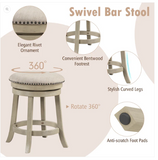 24 Inches Swivel Bar Stools Set of 2 wth Wooden Frame