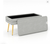 Velvet Upholstered Storage Bench with Removable Top