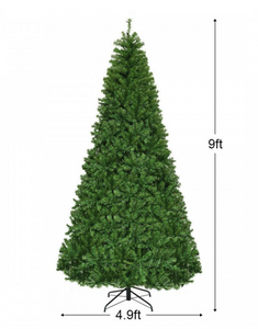 9 Feet Hinged Premium Artificial PVC Christmas Tree with Solid Metal Stand