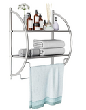 Wall Mounted Bathroom / Kitchen Shelf, 2-Tier Chrome Towel Rack