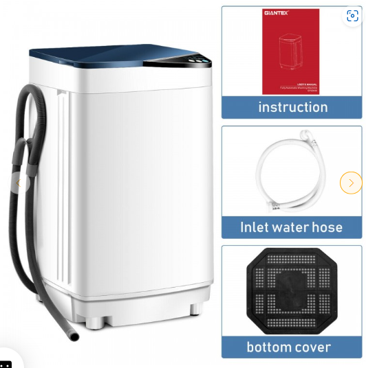 Full-automatic Washing Machine 7.7 lbs Washer / Spinner Germicidal (Grey/White)