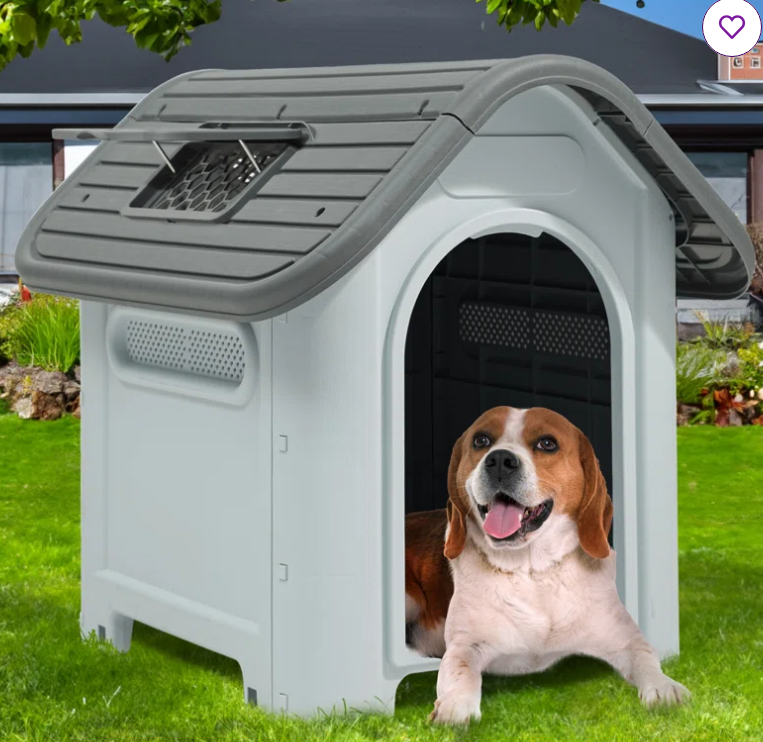 Small, Outdoor Dog House with Skylight and Ventilation - Various Dog Sizes, Fully Assemble