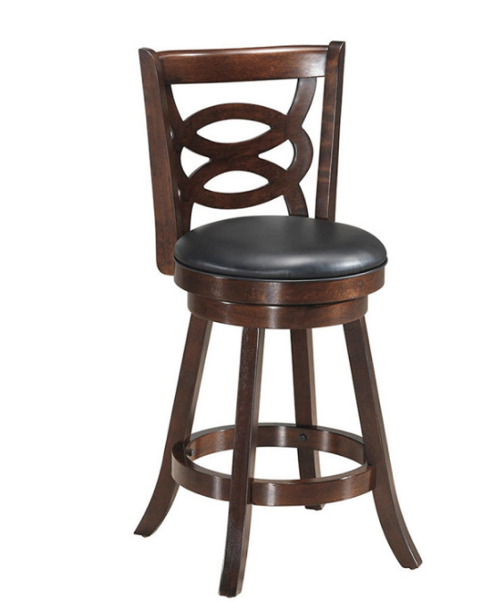 2 Piece Set, 24 Inch Counter Height Upholstered Swivel Bar Stool with Cushion Seat