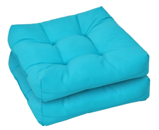 SPECIAL, 2 Piece Set,  21" x 21" Patio Chair Seat Cushion Pads Indoor/Outdoor, TURQUISE
