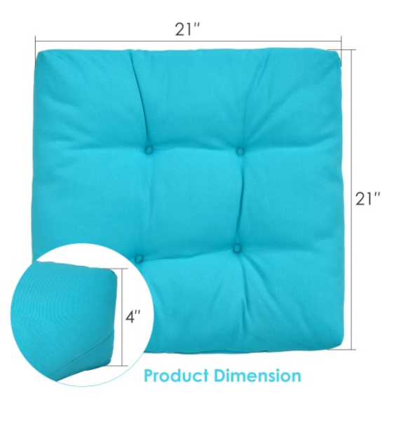 SPECIAL, 2 Piece Set,  21" x 21" Patio Chair Seat Cushion Pads Indoor/Outdoor, TURQUISE