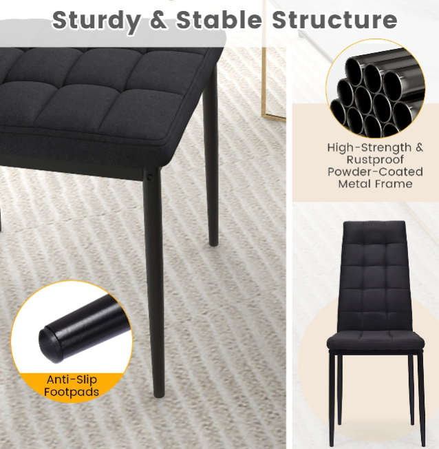 Faux Marble Dining Table Set with 4 Chairs