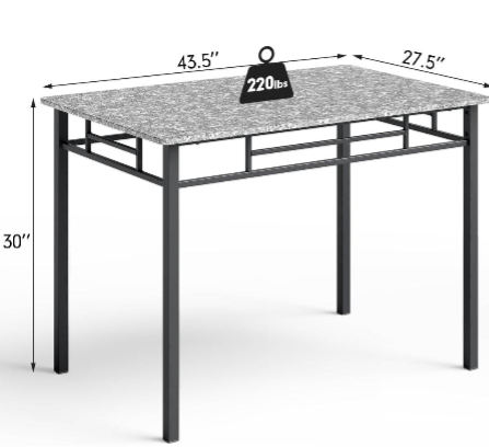 Faux Marble Dining Table Set with 4 Chairs