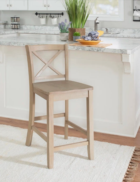 Fairbairn X Back Stool with Sold Wood Frame