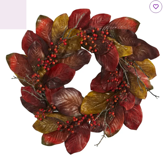 Faux Magnolia Polyester 24'' Wreath