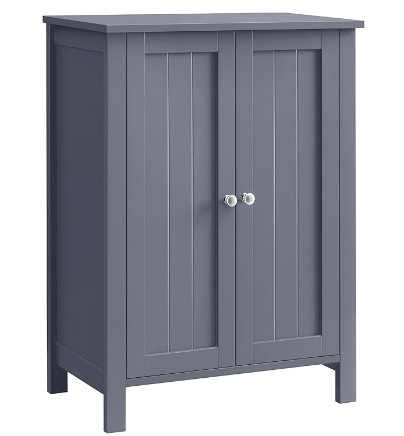 Bathroom Floor Storage Cabinet with 2 Adjustable Shelves, Slate Gray