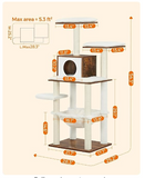 Cat Tree Tower for Indoor Cats, 54.3-Inch Multi-Level Cat Condo, (Scratch and Dent)