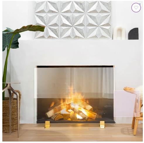 *SPECIAL* Fireplace Screen - Glass Stand 46`` x 33``