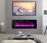 60 Inch Ultra-Thin Electric Fireplace with Decorative Crystals & remote