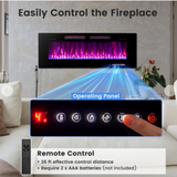 60 Inch Ultra-Thin Electric Fireplace with Decorative Crystals & remote