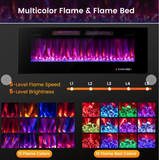 60 Inch Ultra-Thin Electric Fireplace with Decorative Crystals & remote