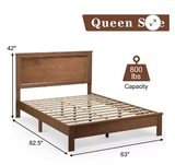 SPECIAL, Queen Size Platform Slat Bed Frame with High Headboard-Walnut, 1 Box