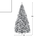 9 Feet  Unlit Artificial Christmas Tree with Premium Snow Flocked Hinged