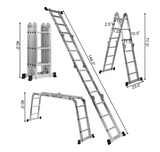 IRONMAX 12.5' Multi Purpose Step Platform Aluminum Folding Scaffold Ladder 330LB, scratch & Dent