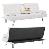 Twin 66" W Faux Leather Tufted Back Futon