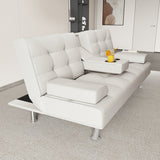 Twin 66" W Faux Leather Tufted Back Futon