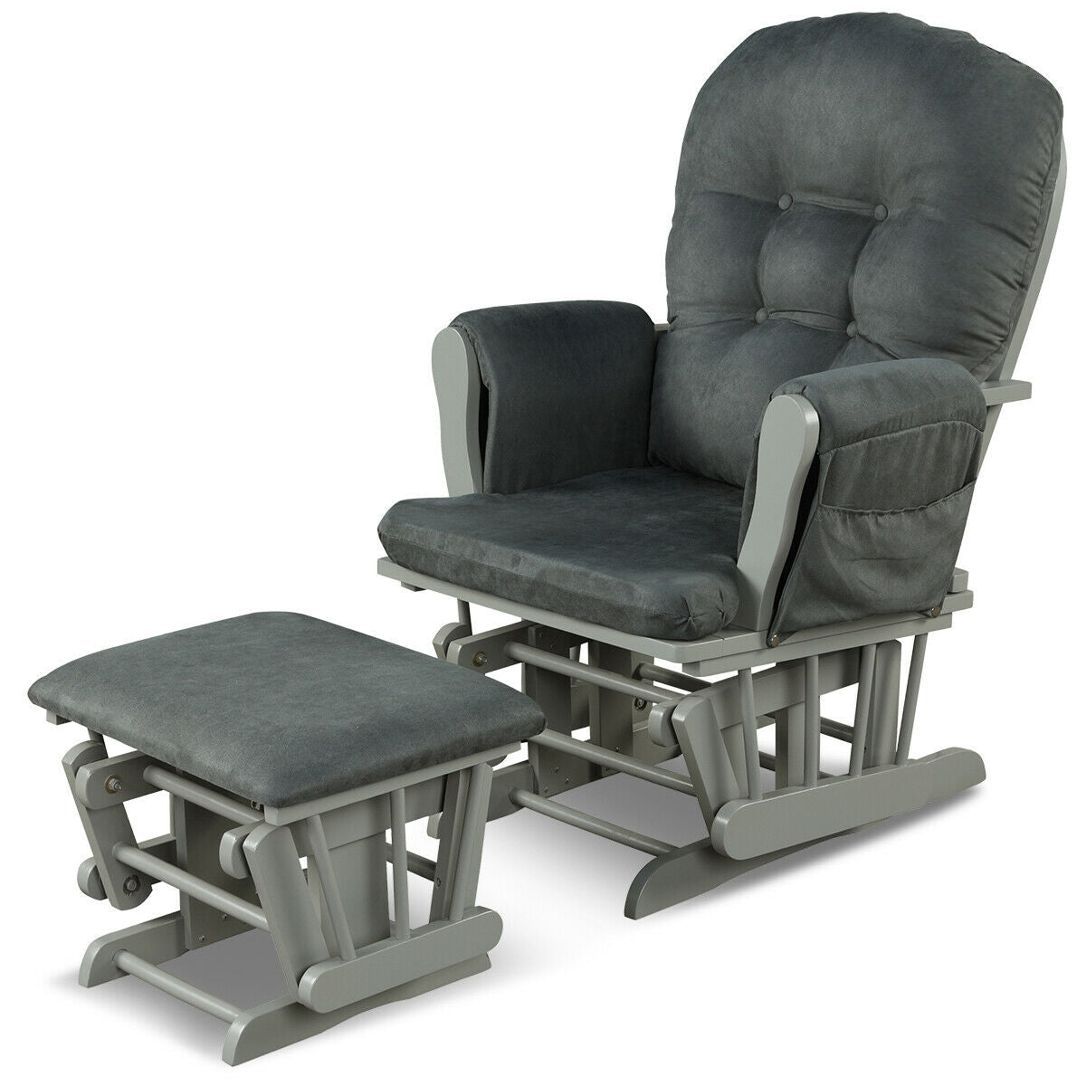 Wood Glider and Ottoman Set -Dark Gray (SCRATCH AND DENT)