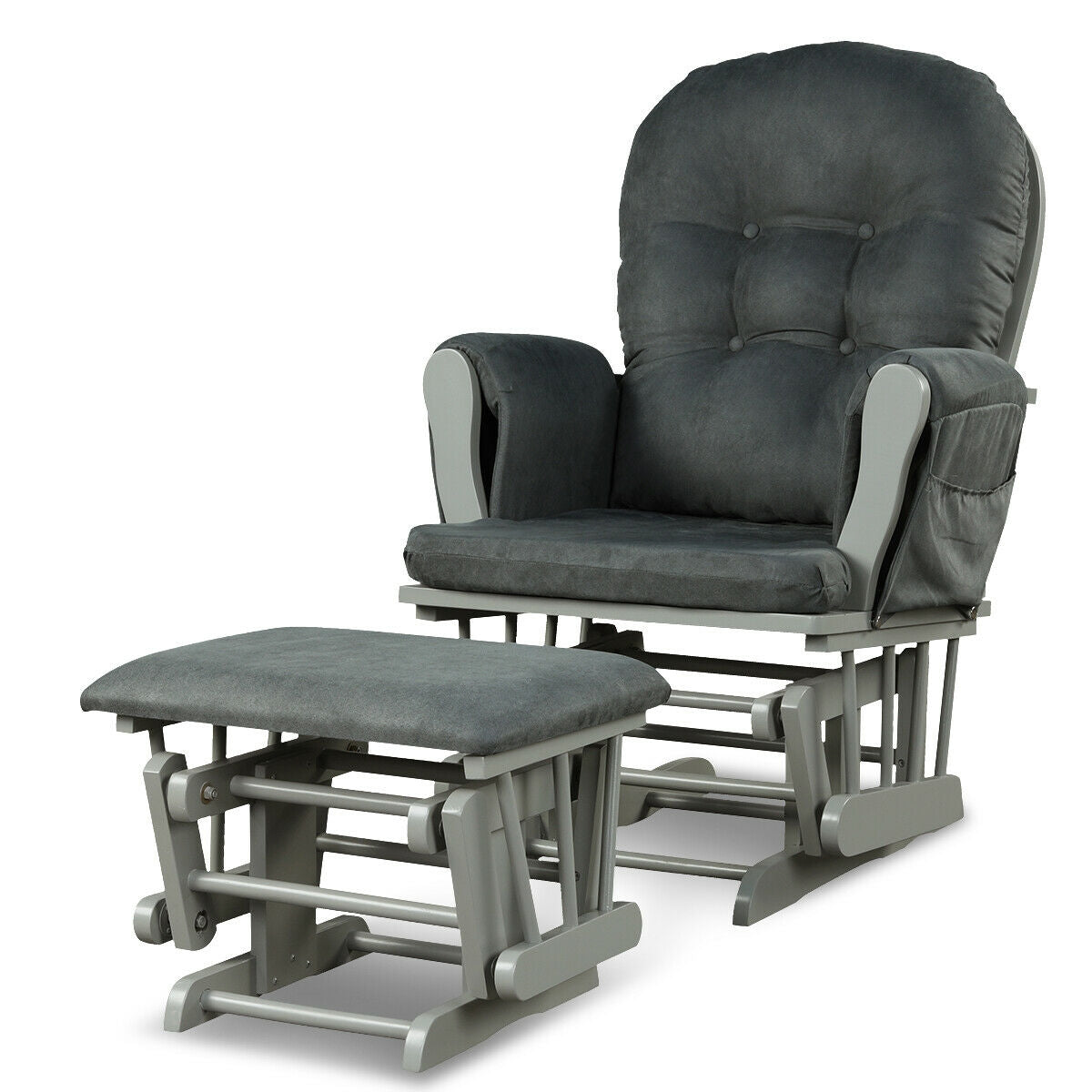 Wood Glider and Ottoman Set -Dark Gray (SCRATCH AND DENT)