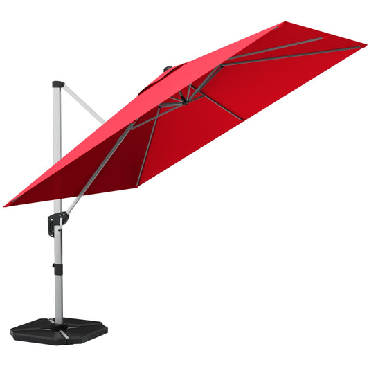 SPECIAL - 10 ft 360 Degree Tilt Aluminum Square Patio Offset Cantilever Umbrella without Weight Base-Burgundy