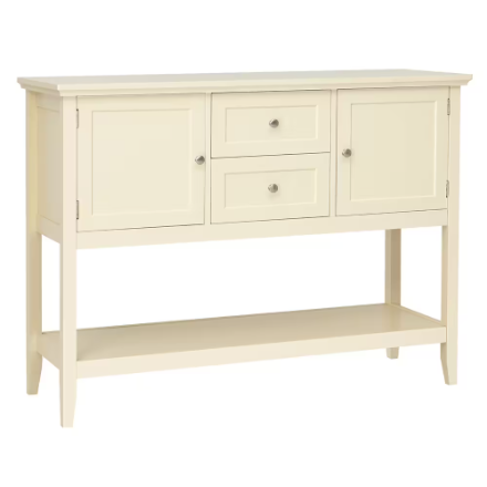 Sideboard Buffet Table Wooden Console Table W/ Drawers & Cabinets Beige