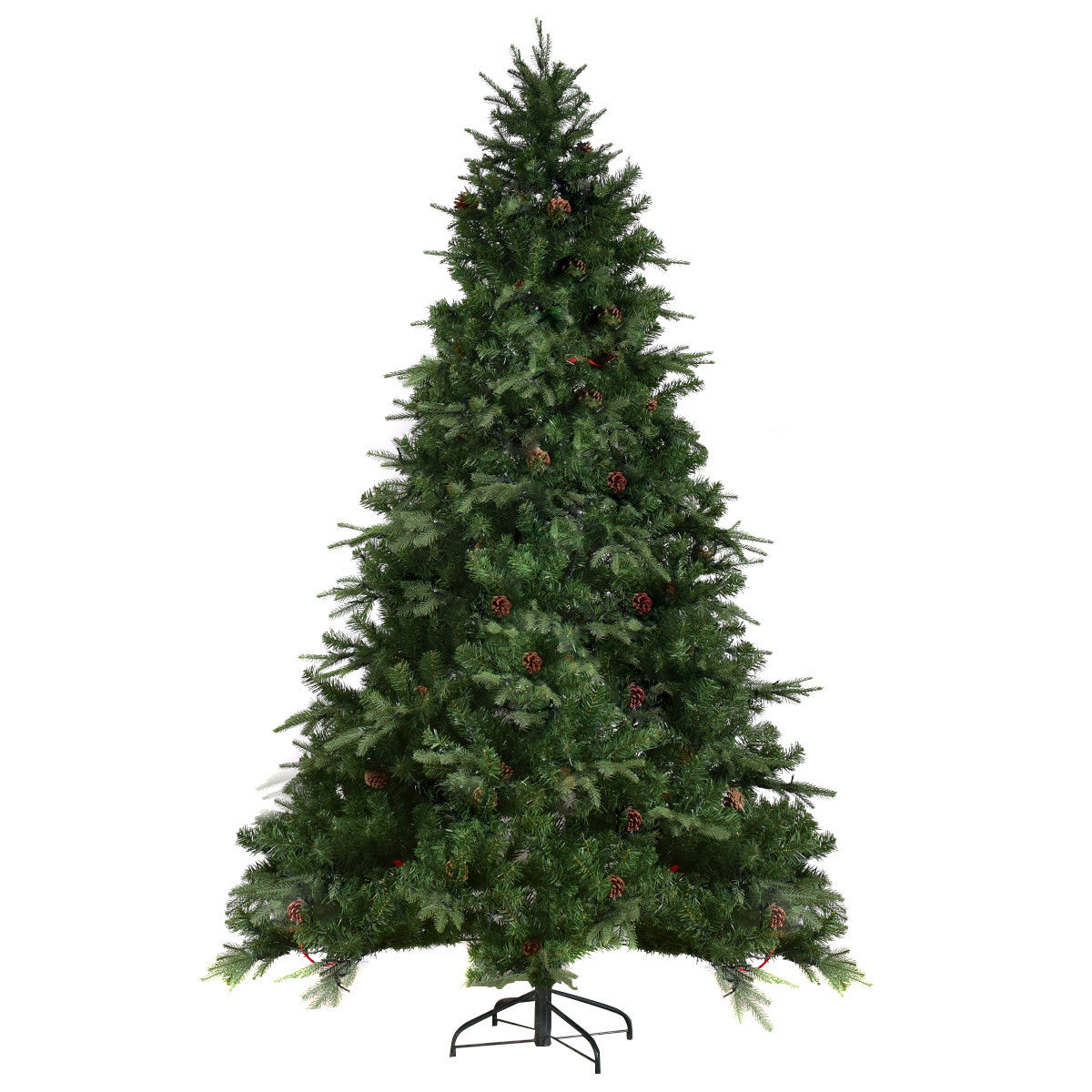 7.5 ft Artificial Christmas Tree with LED Lights and Pine Cones (1 Box)