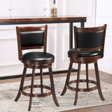 2 Piece Set,  24 Inch Swivel Counter Stool Dining Chair Upholstered Seat-Dark Brown