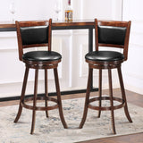 Set of 2 29 Inch Swivel Bar Height Stool Wood Dining Chair Barstool-Brown (Fully Assembled)