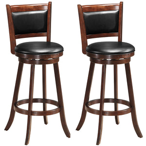 Set of 2 29 Inch Swivel Bar Height Stool Wood Dining Chair Barstool-Brown (Fully Assembled)