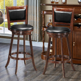 Set of 2 29 Inch Swivel Bar Height Stool Wood Dining Chair Barstool-Brown (Fully Assembled)