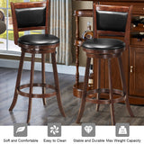 Set of 2 29 Inch Swivel Bar Height Stool Wood Dining Chair Barstool-Brown (Fully Assembled)