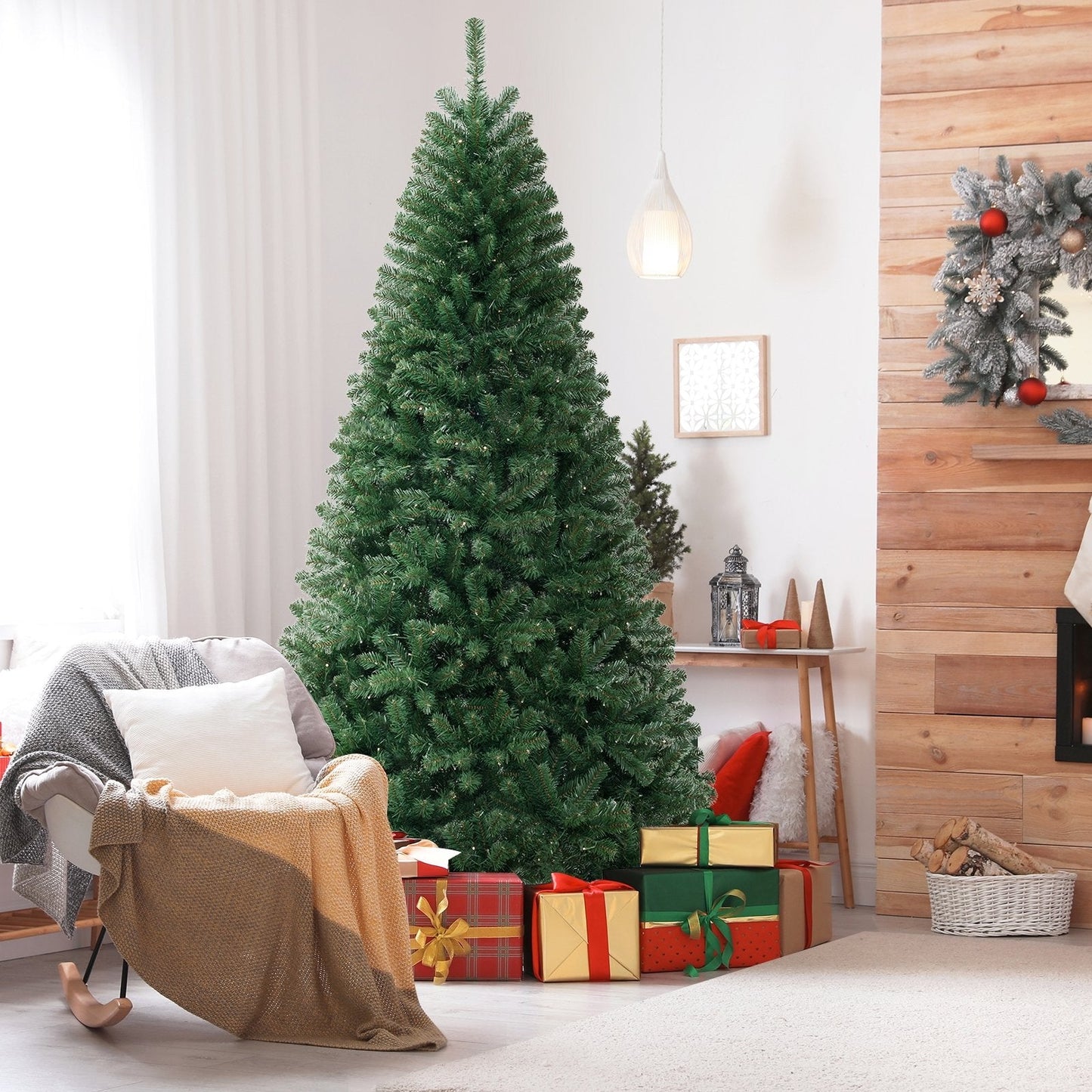 6 FT Artificial Christmas Tree with  warm White LED Lights, assembled, final sale