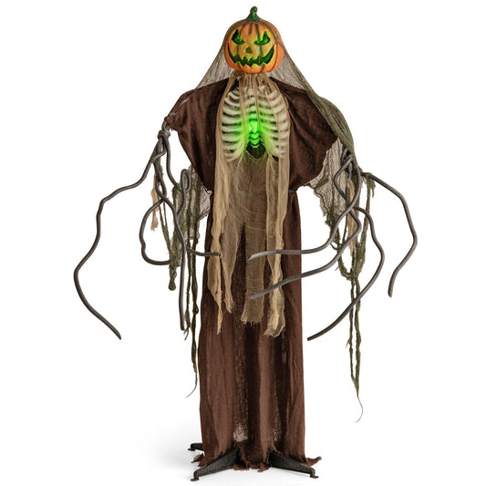 6 Feet Halloween Animatronics Light Up Talking Ghost Pumpkin with Glowing Ribs and Moving Head (Copy)