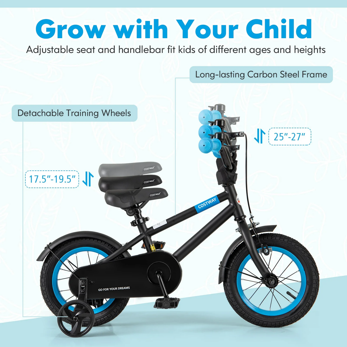 16-Inch Kids Bike Ages 4-7 with Handbrake and Coaster Brake , black, fully assembled