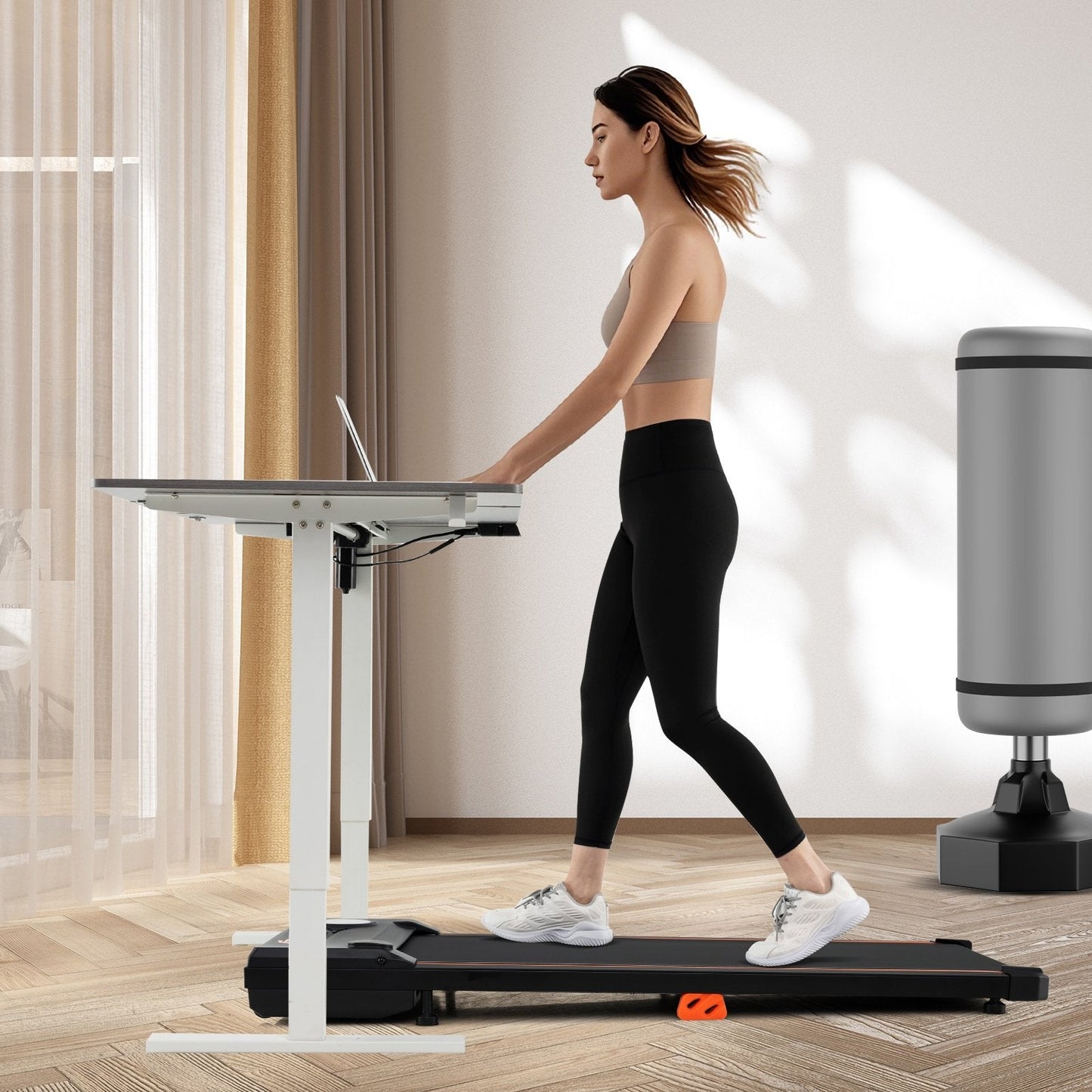 2.5HP Under Desk Treadmill with Remote Control for Home Office-Black (Capacity-340 lbs)