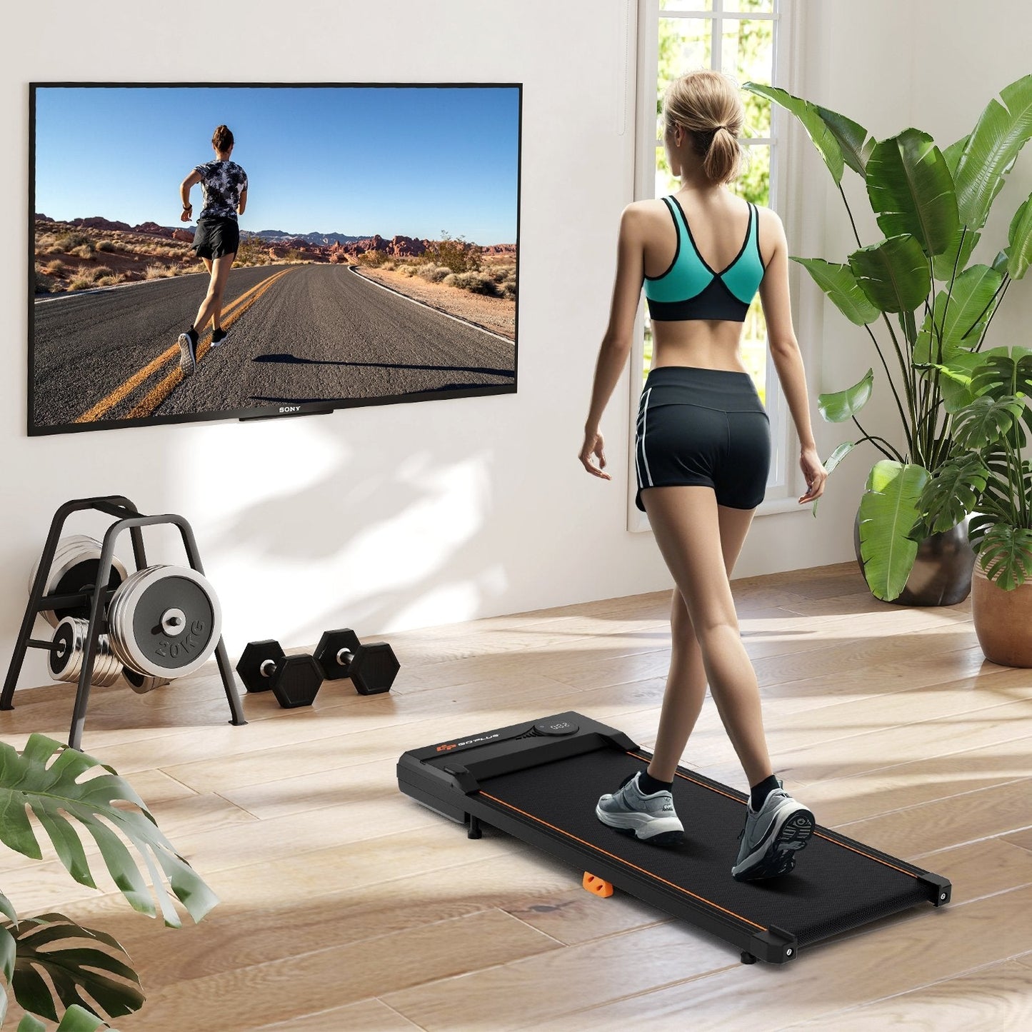 2.5HP Under Desk Treadmill with Remote Control for Home Office-Black (Capacity-340 lbs)