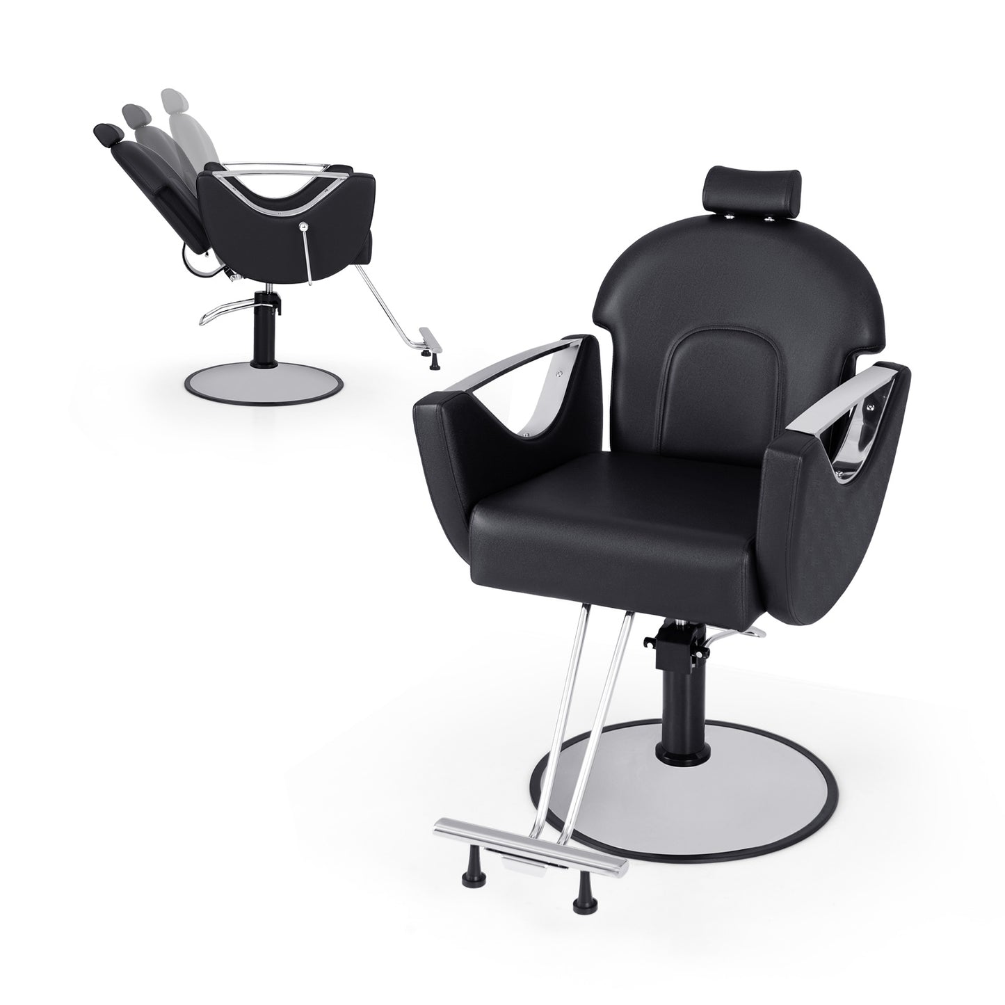 360°Swivel Reclining Salon Chair for Hair Stylist-Black (Customer Return - Assembled)