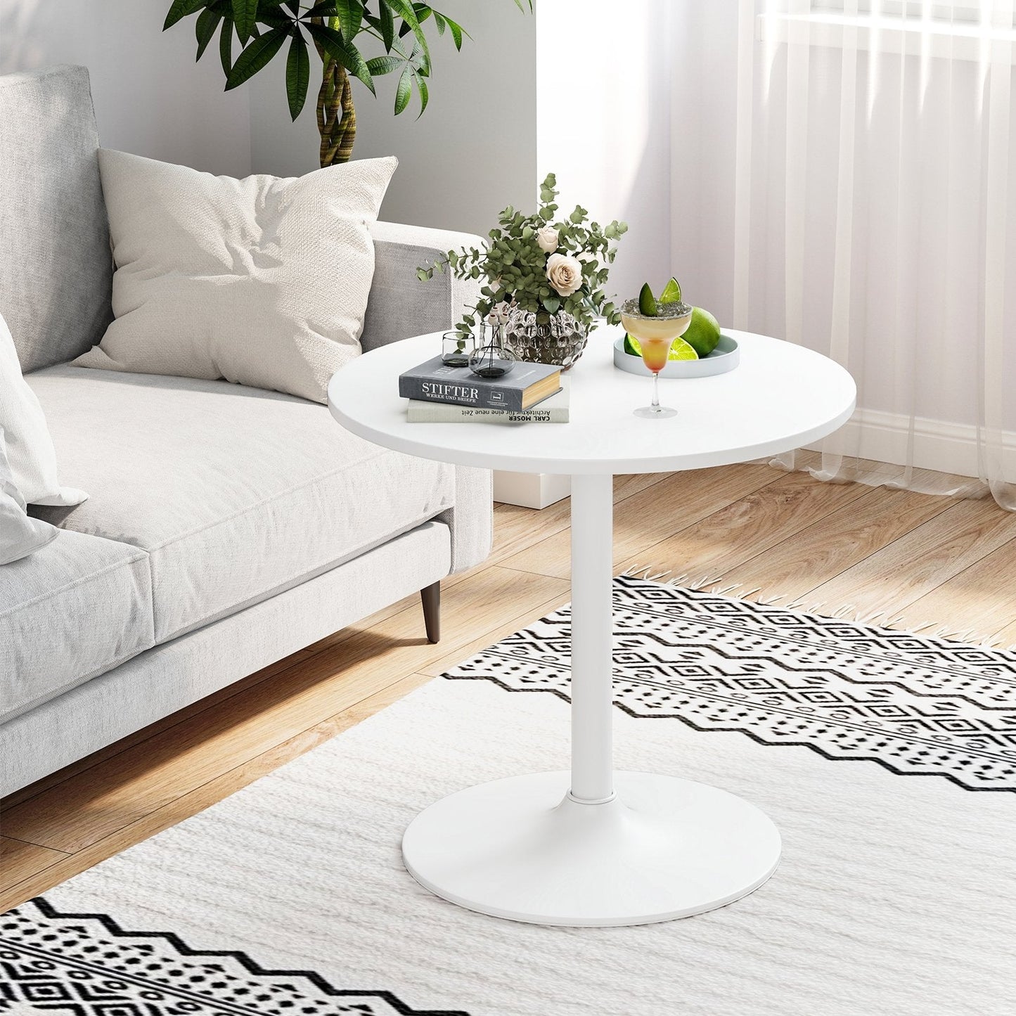 Round Bistro Table 40 Inch Bar Height Tall Coffee Cocktail Table-Set of 1