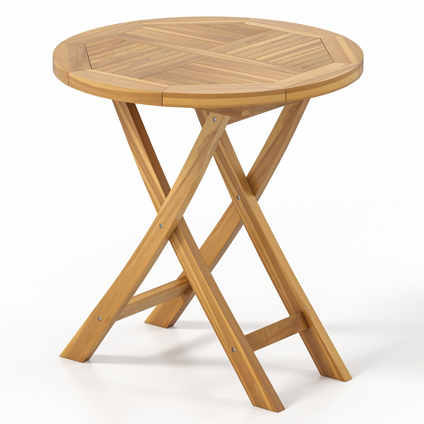 Patio Teak Wood Dining Table with Slatted Tabletop and Sturdy X-Shaped Frame (Assembled)