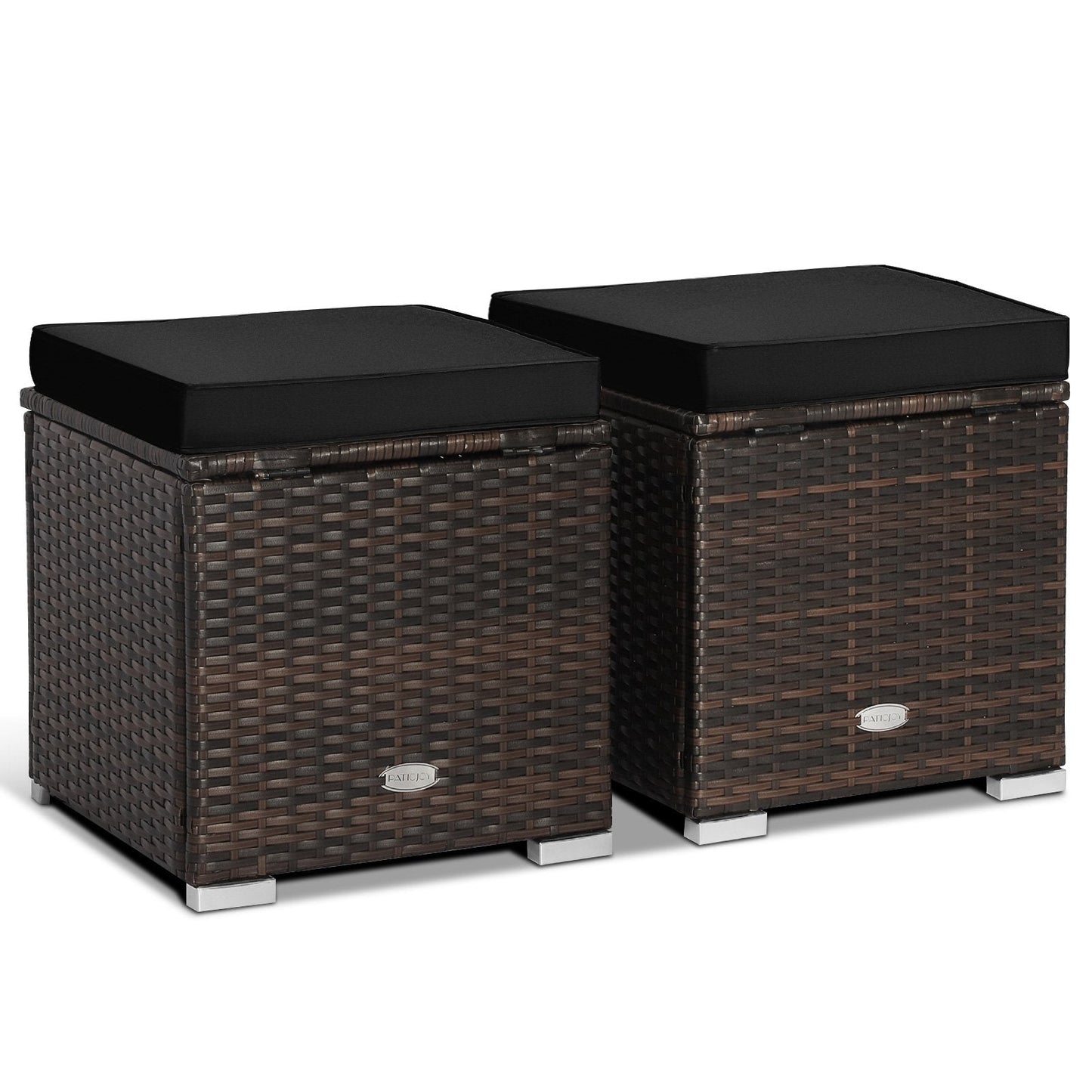 2 Pieces Patio Ottoman with Hidden Storage Space-GREY